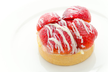 Strawberry tart isolated on white