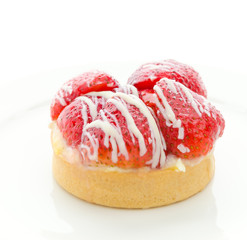 Strawberry tart isolated on white