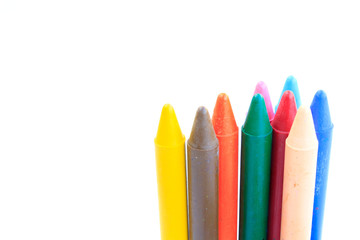 wax crayons isolated on white background