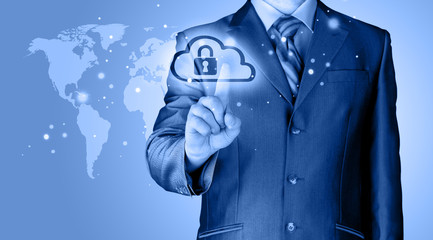 Secure Online Cloud Computing Concept with business man