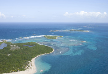 Aerial view of Icacos and Lobos Island Puerto Rico - 64305742