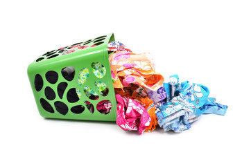 unwashed cloth in basket