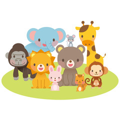 Obraz premium かわいい動物 イラスト