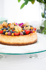 Fruit cake on glass tray