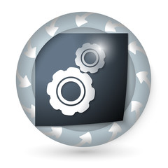 vector abstract icon with arrows and cogwheels