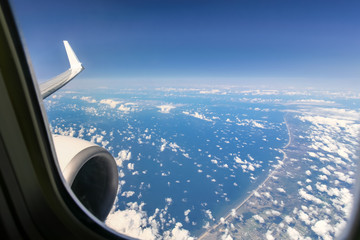 Beautiful cloud sky view from aeroplane window