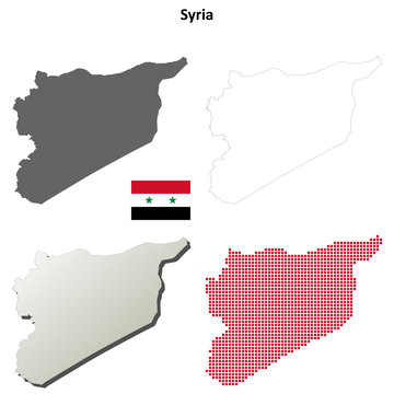 Blank detailed contour maps of Syria