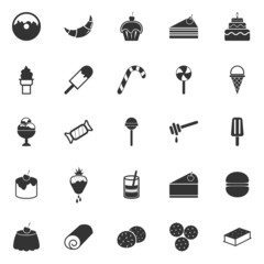 Dessert icons on white background
