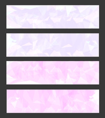 Banners set with purple geometry pattern