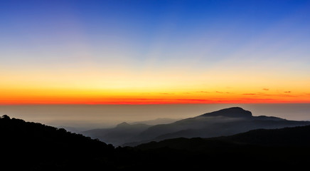 Doi Inthanon National park in the sunrise