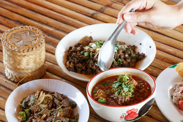 Thai launch/dinner set  on bamboo background