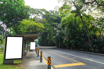 bus stop in green enviroment