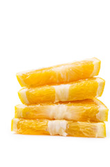 tack of slices, orange on a white background