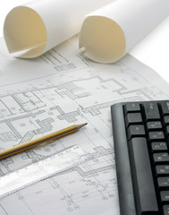 Blueprint on laptop