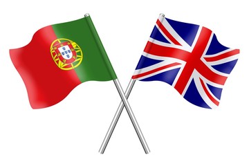 Flags: United Kingdom and Portugal