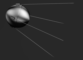 realistic 3d render of sputnik - obrazy, fototapety, plakaty
