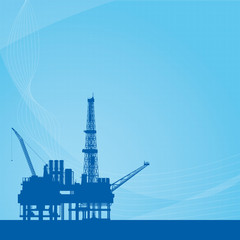 Blue vector background with oil platform