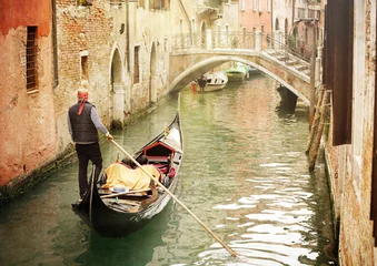 Wall murals Gondolas Gondola on canal in Venice