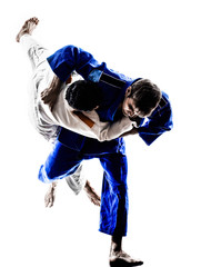 judokas combattants combat hommes silhouettes