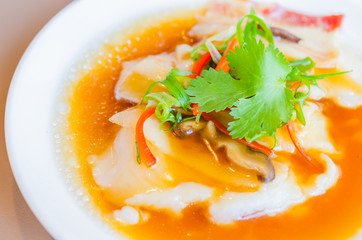Steamed fish with soy sauce