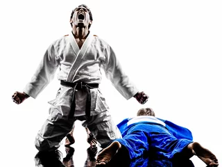 Fotobehang judoka& 39 s strijders vechten mannen silhouetten © snaptitude