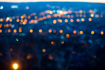 city lights in the evening with blurring background