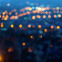 city lights in the evening with blurring background