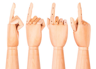 wooden finger pointing or touching