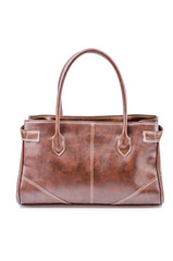 Woman leather bag isolated white background