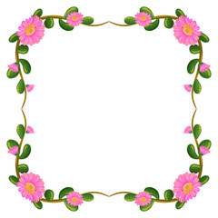 A floral border with pink flowers
