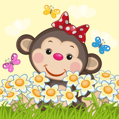 Monkey and flowers