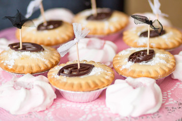 pink sweets and cakes