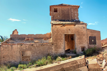 old village destroyed in ruins and abandoned by the bombs of war
