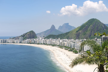 Copacabana Beach Rio de Janeiro Brazil Skyline Aerial View