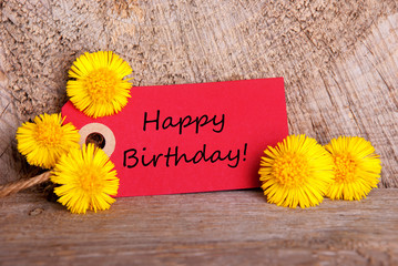 Red Tag with Happy Birthday