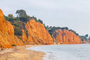 Mediterranean seacoast in winter. Halkidiki, Greece