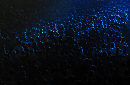 Cheering Crowd In A Concert Hall