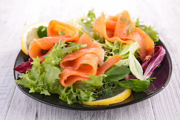 vegetable salad with salmon