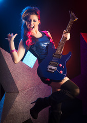 Fototapeta premium Beautiful teenager star on stage