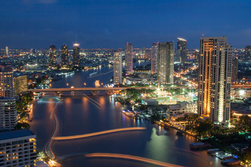 Night Urban City Skyline, Bangkok, Thailand