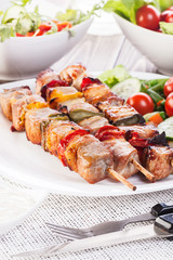 Grilled shashlik with vegetables