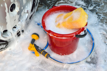 washing a car by hand