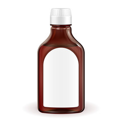 Medical Or Alcohol Glass Brown Bottle With Label