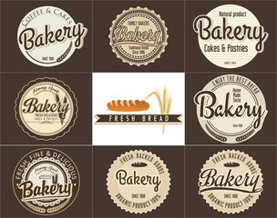 Bakery retro banner, set