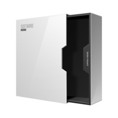 Opened Modern Software Package Box White Black Inside