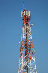 Telephone pole red and white