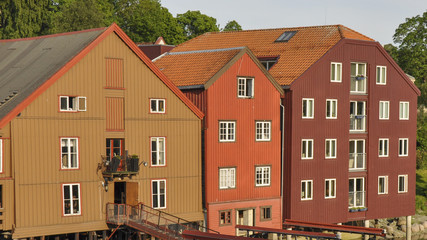 Trondheim, Altstadt, Schiffsreise, Sommer, Norwegen