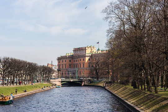 Mikhailovsky Castle and the river Moika