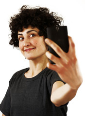 Woman takes a self portrait