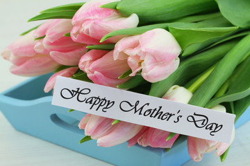 Happy Mother's Day card with pink tulips